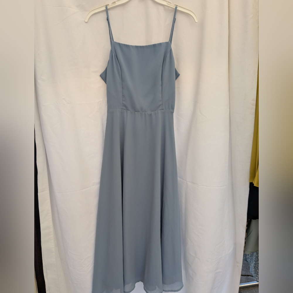 Blue grey chiffon sundress
